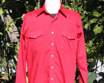 Vintage 60s Chili Red Western Cowboy Shirt NOS Malco Modes 16/34 16.5/35  (Vintage / 60s / Malco Modes)