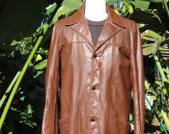 Long Vintage 70s Brown Leather Sears Jacket w/ Removable Shearling Liner (Vintage / 70s / Sears)