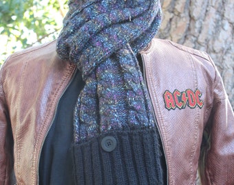Unique Black Speckled Scarf with Pocket (Vintage / 1980s)