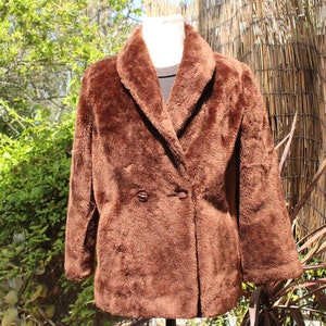 Vintage 60s Brown Faux Fur 2-Button Sears Coat Vintage / 60s / Sears image 1