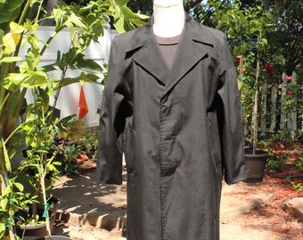 Vintage 60s Black Navy Single Breasted Overcoat (Vintage / 60s / Navy)