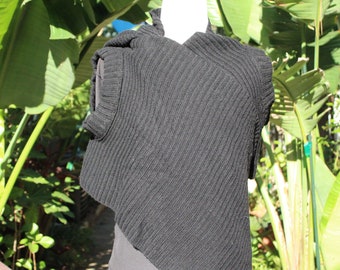 Black Womens Knit Armhole Wrap (Vintage / 80s)