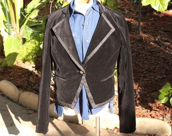 Black Velvet Dinner Blazer Jacket w Satin Border (Vintage / 80s)