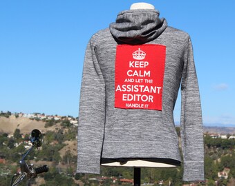 WVF Original Grey Keep Calm "Assistant Editor" Hoodie (Handmade / Original)