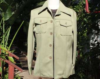 1970s Ivy Green Funky Windbreaker Jacket (Vintage/ American Craftsmen / 70s)