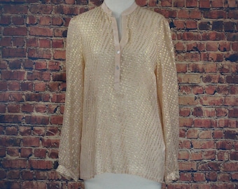 Gold / Pink Mulberry Silk Blouse (Vintage / 90s)