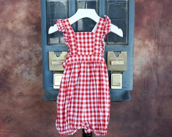 red and white checkered overalls