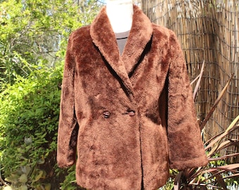 Vintage 60s Brown Faux Fur 2-Button Sears Coat (Vintage / 60s / Sears)