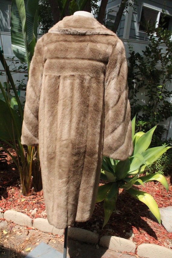 French 50s Brown Faux Fur Tissavel Swing Coat (Vi… - image 6