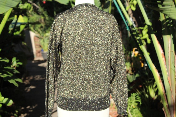 Black / Gold Shiny Wool Vintage Cardigan (Vintage… - image 5