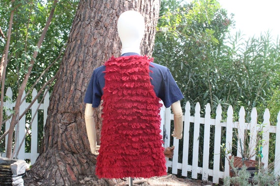 Fluffy Red Long Knit Vest (Vintage / 70s) - image 6