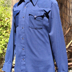 Vintage 70s Dark Blue Western Snap Shirt Vintage / 70s image 3