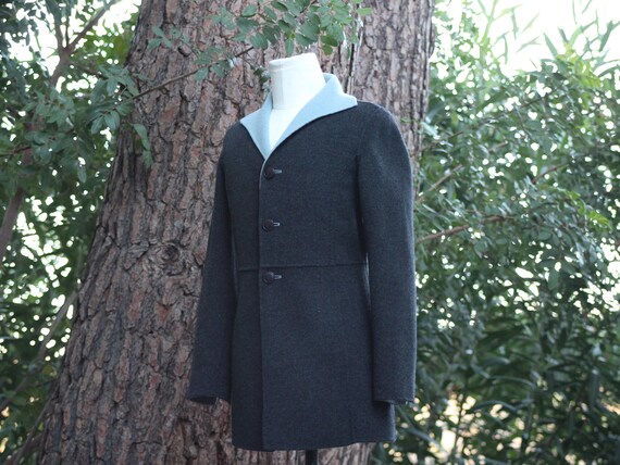 Vintage Grey Wool Jacket with Blue Interior (Vint… - image 2