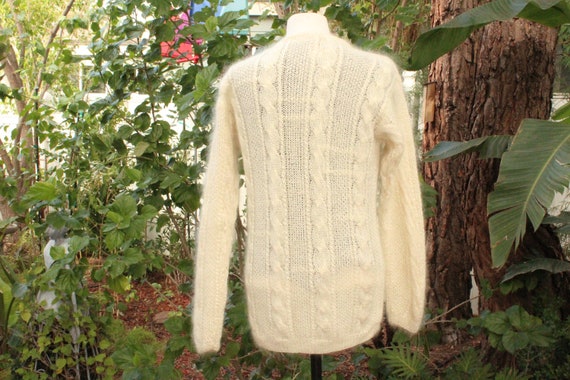 White Mohair Blend Shiny Shiny Pull Over Sweater … - image 5