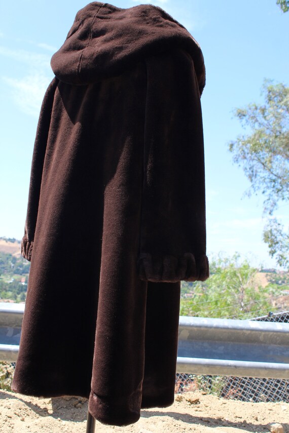 Chocolate Brown Faux Fur Coat with Hood (Vintage … - image 3