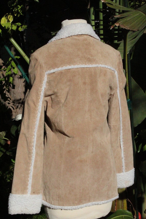 Vintage Catalani Tan Suede Jacket w White Shearli… - image 5