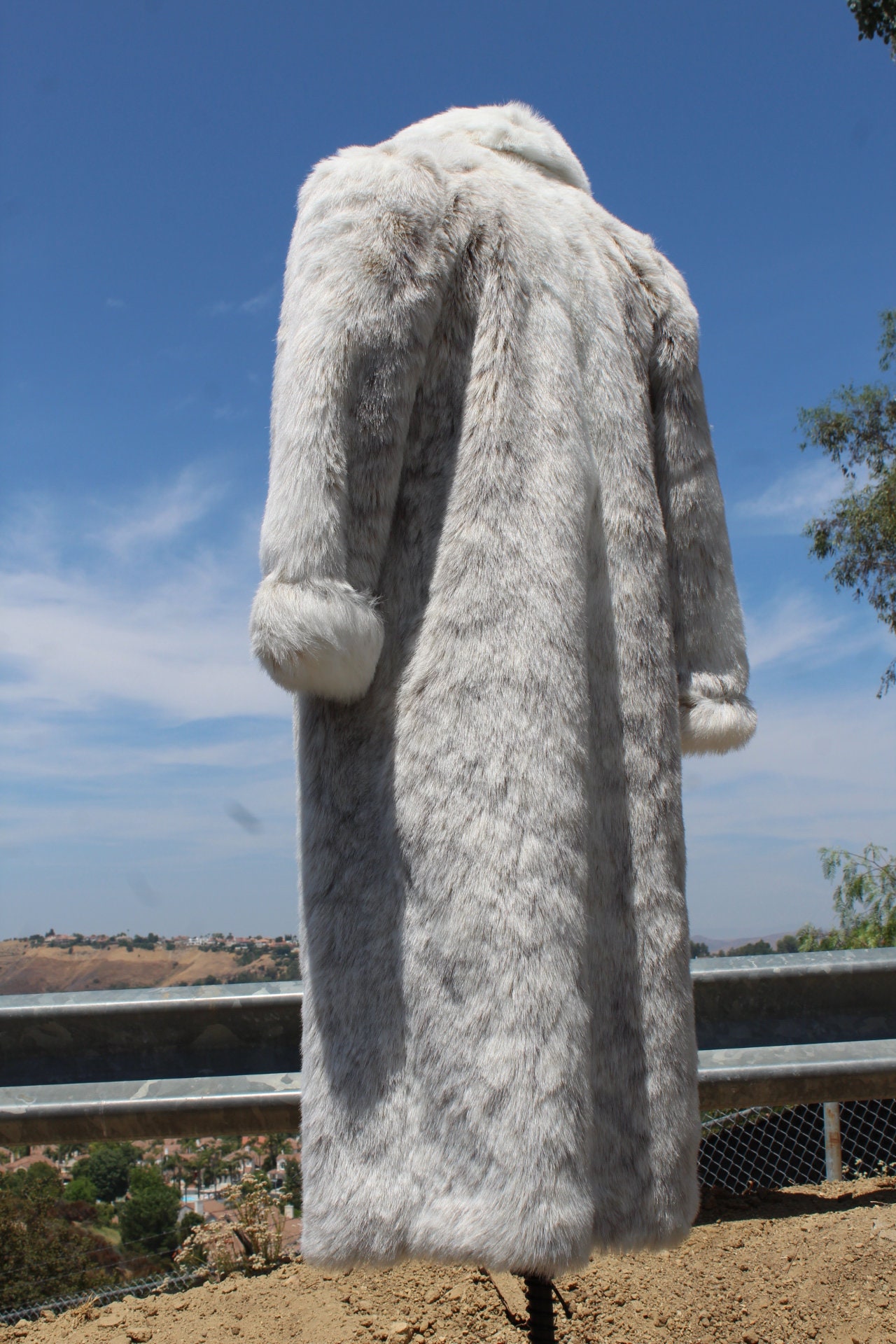 RARE London Fog 60s White Faux Fur Long Womens 6 Made in USA