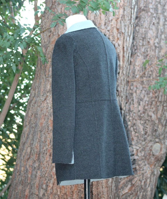 Vintage Grey Wool Jacket with Blue Interior (Vint… - image 8