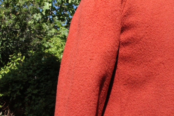 60s Pink Salmon Wool Double Breasted Trench Coat … - image 8