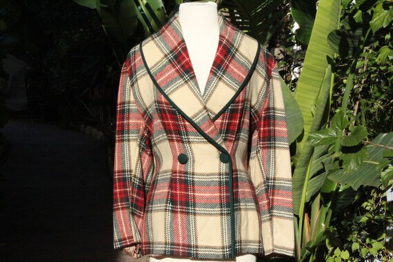 Vintage Italian Wool White Plaid Blazer (Vintage … - image 1