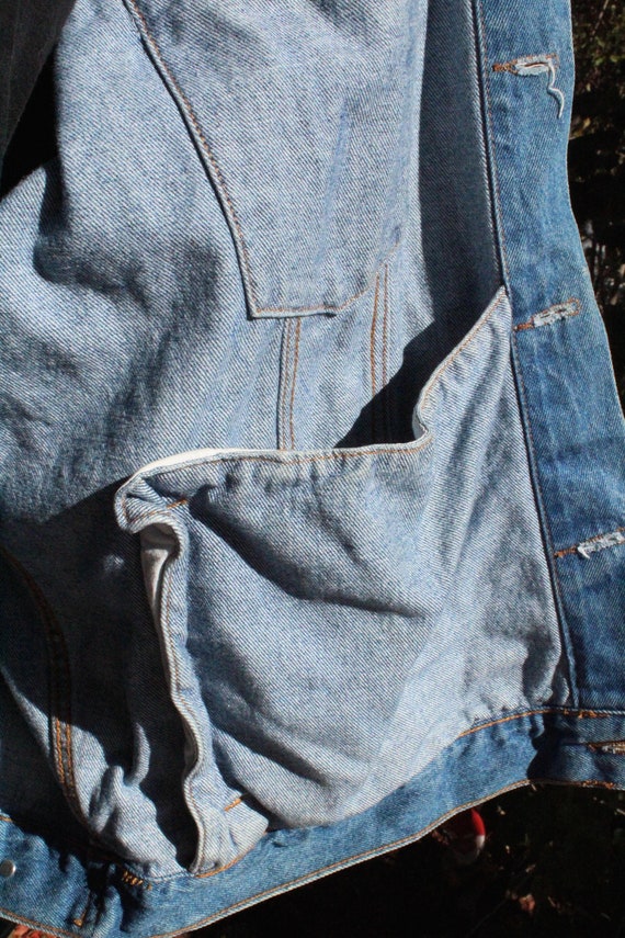 Blue Vintage 100 Cotton Denim Work Jacket (Vintag… - image 7