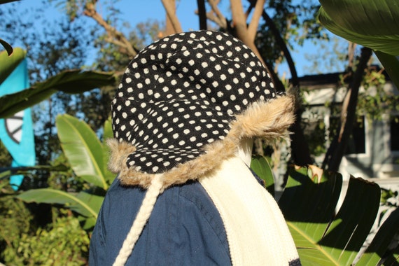 Vintage Black White Polka Dot Winter Hat (vintage / 80s) - Etsy display picture 1