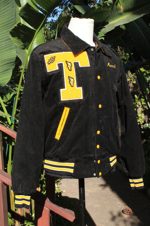 50s Black Corduroy Lettermans Jacket Tatnall (Vin… - image 2