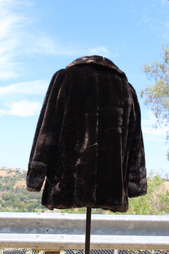 Vintage 50s Black Faux Fur Coat Mincara 8 (Vintag… - image 3