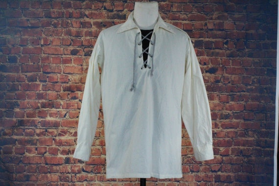Vintage White Cotton Victorian Style Shirt (Vintag