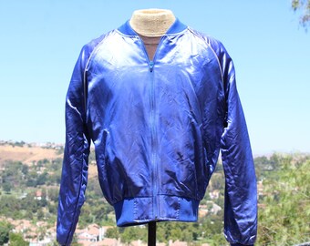 Blue ATF F 14 Blue Nylon Bomber Windbreaker Mens Medium Vintage 80s