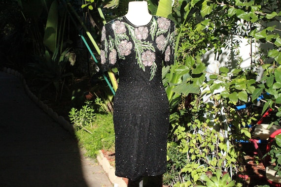 laurence kazar black beaded dress Today I found this vintage Laurence Kazar dress at goodwill. I have absolutely no where to wear this to, but I couldn't pass it up!