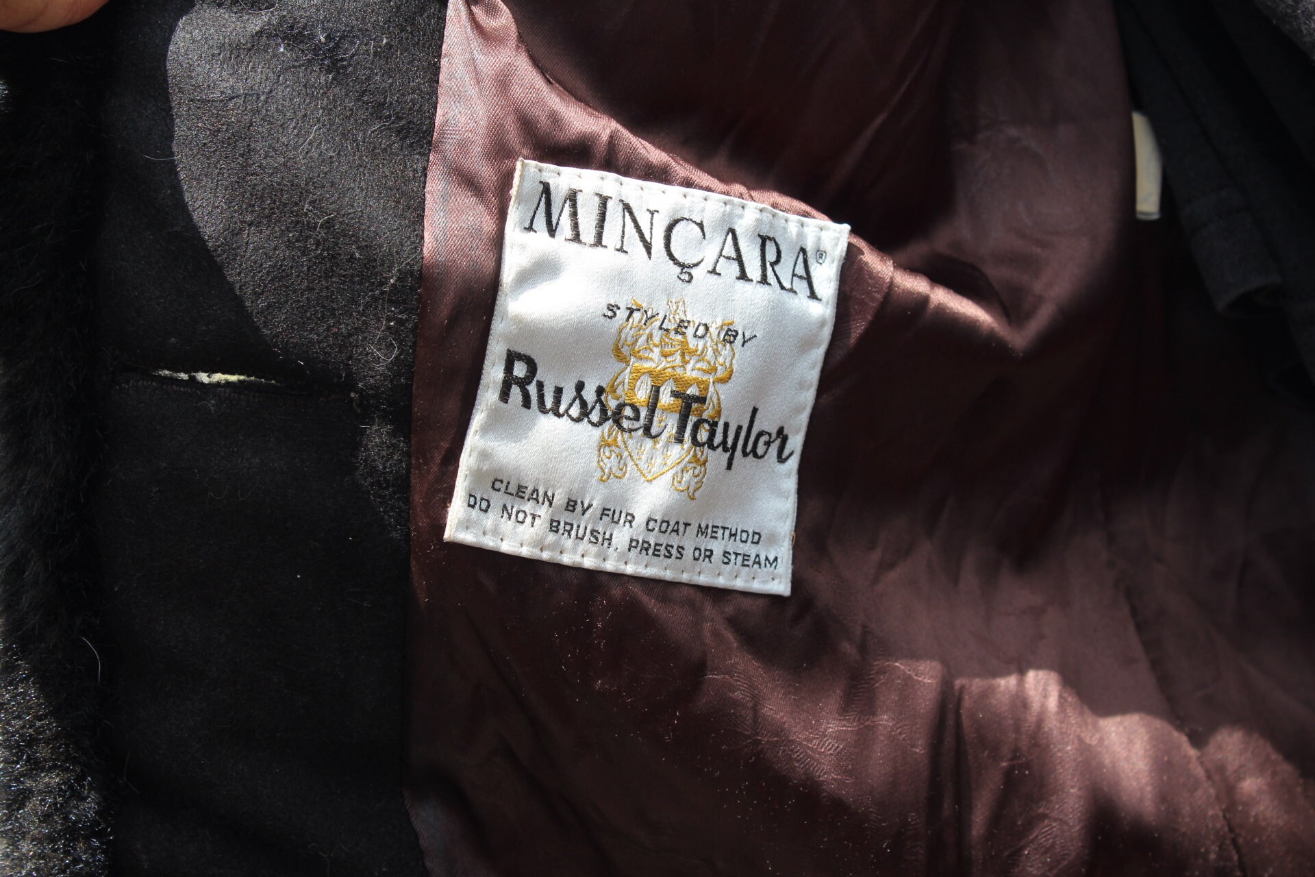 Vintage 50s Black Faux Fur Coat Mincara 8 (vintage / Russel Taylor