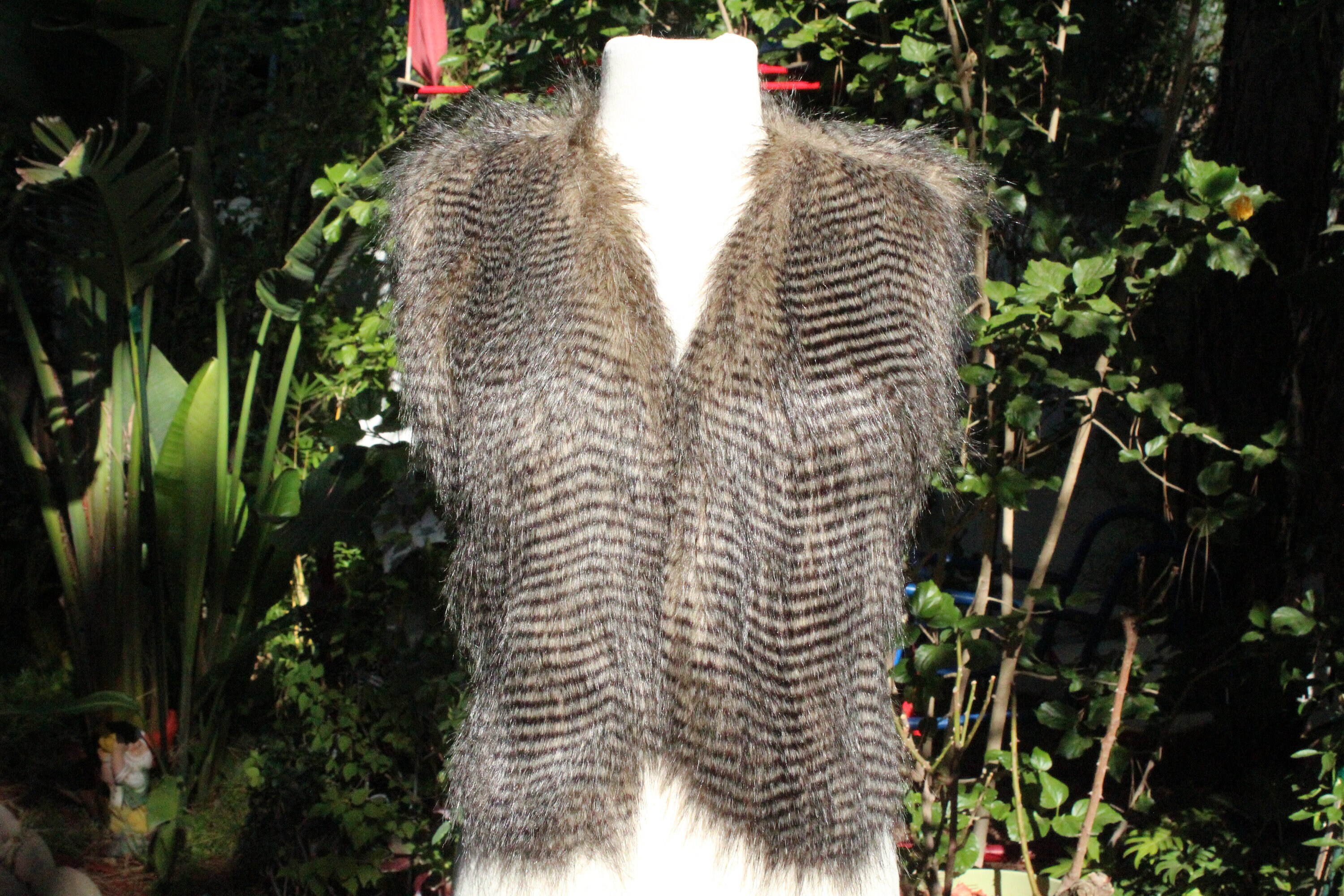 Buy Long Lined Brown Black Faux Fur Vest vintage / 80s Online in 