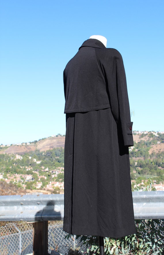 Made In USA Vintage Sanyo Black Wool Trench Coat … - image 6