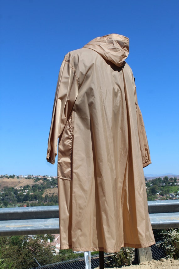 Light Brown Long Raincoat (Vintage / 80s / Aquash… - image 2