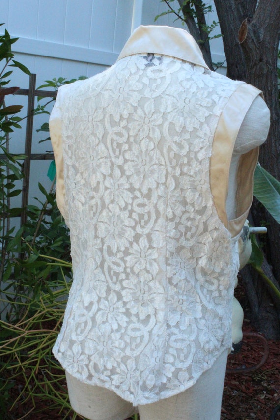 70s White Lace Satin Tiska Shirt Made in USA (Vin… - image 6