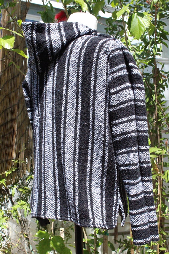 90s Black / Grey Striped Baja Hoodie (Vintage / 9… - image 6