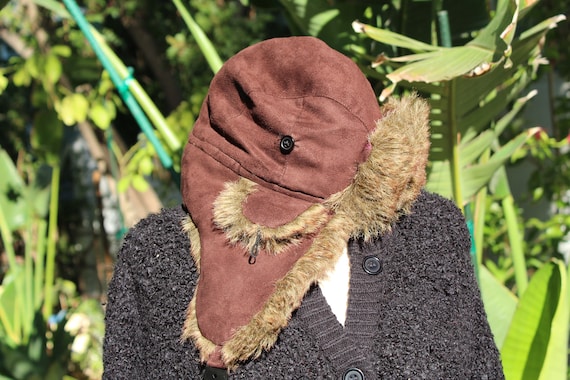 Brown Sherpa Winter Hat W Faux Fur 