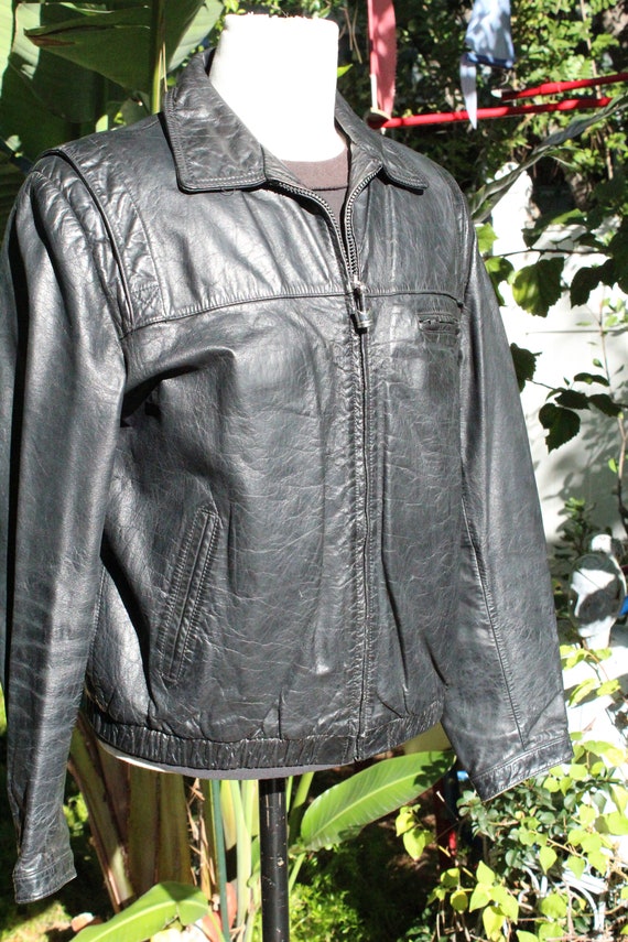 Vintage 70s Black Wilsons Leather Motorcycle Jack… - image 2