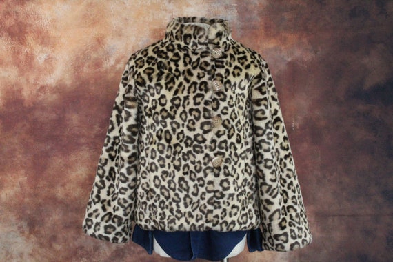 Kid's German Cheetah Faux Fur Vintage Coat 8-10 (… - image 1