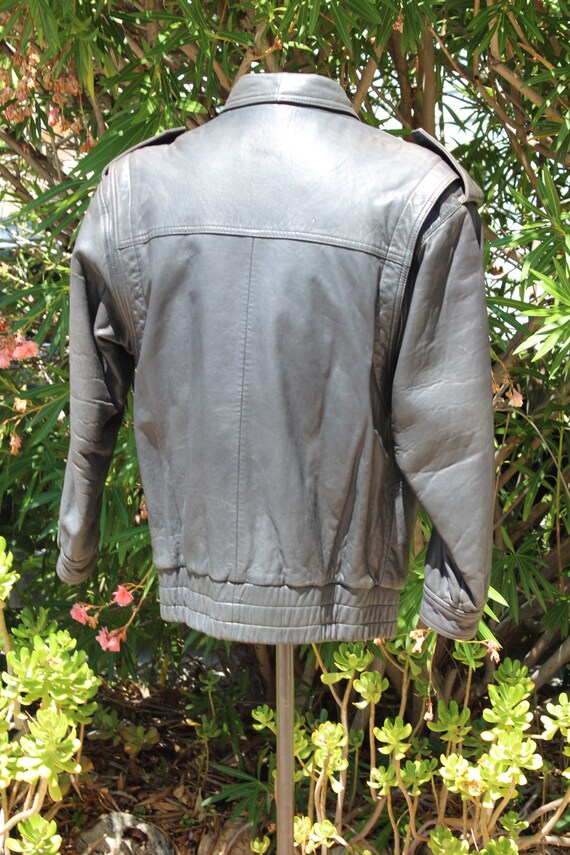 80s Black Leather Motorcycle Womens Jacket (Vinta… - image 6
