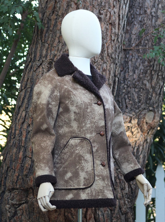 Vintage 70s Brown Vegan Jacket w/ Shearling (Vint… - image 2