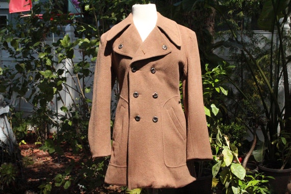 Vintage French Alfa Brown Wool Double Breasted Peacoat - Etsy