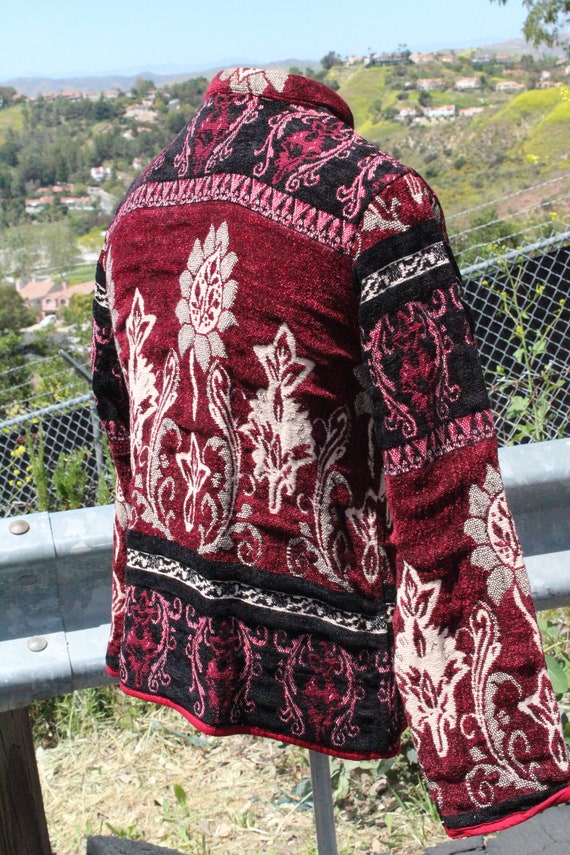 Red Cotton Indian Print 4 Shell Button Jacket (Vi… - image 6