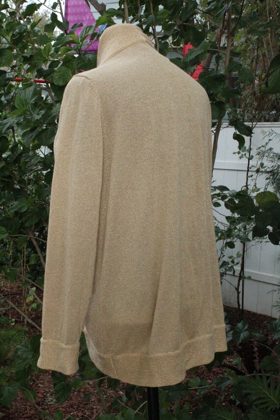 Metallic Gold Long Open Sweater (Vintage / 80s) - image 4