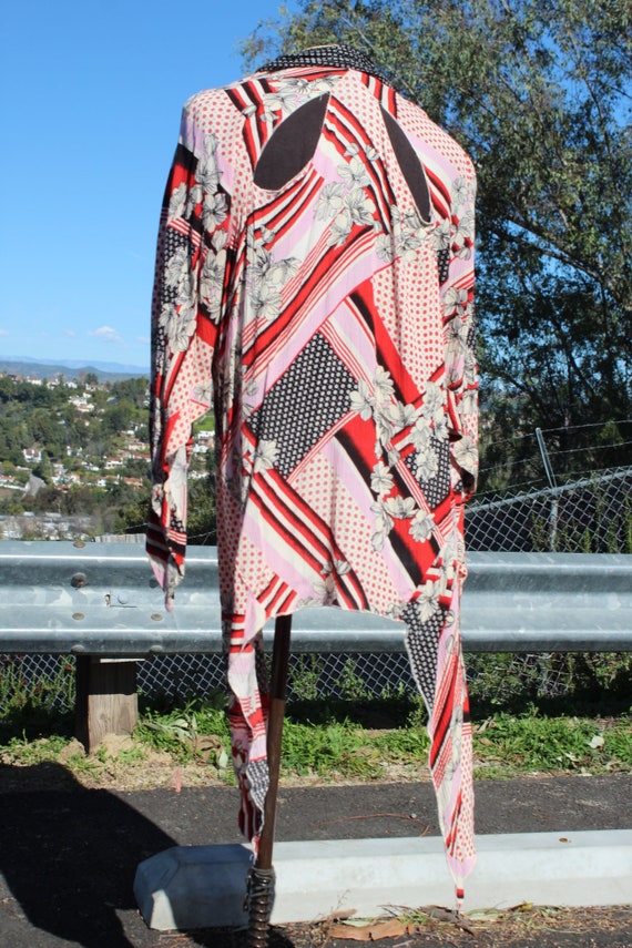 Flowy Red Patterned Cardigan (Vintage/ 90s) - image 4