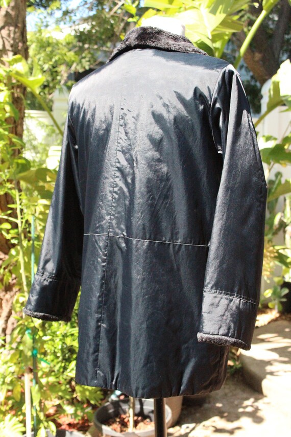 Vintage London Fog Black Windbreaker w Faux Fur C… - image 6