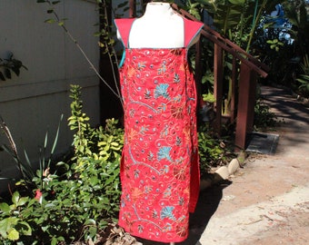 Kid's Red Indian Mirror Dress 10/12 (Handmade / 80s)