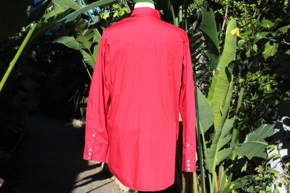 Vintage 60s Chili Red Western Cowboy Shirt NOS Ma… - image 6