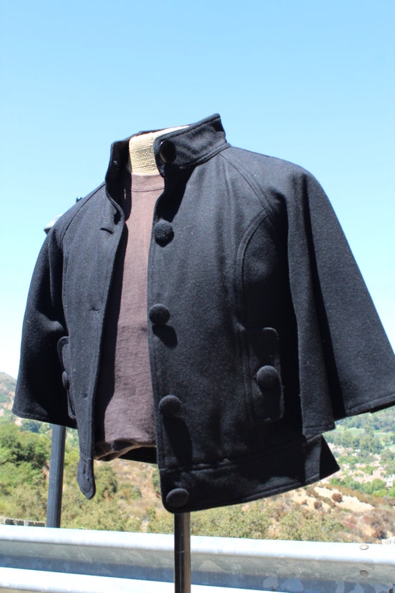 60s Black Wool Short Bolero Womens Small (Vintage… - image 3